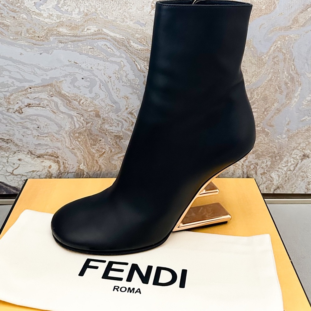 Fendi Nappa Fendi First Black Leather Ankle Boots - Picture 6 of 9